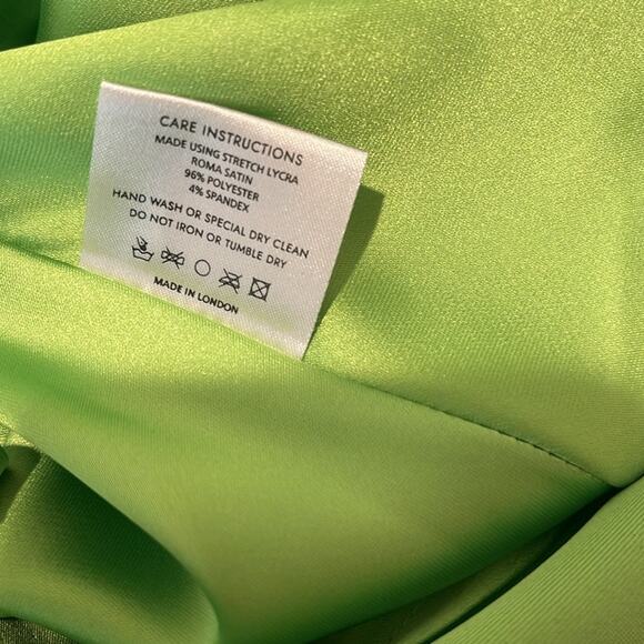 KHANUMS Halter Neck Crystal Embellished Deep V Pear Green Maxi Gown Size XS - Picture 16 of 16